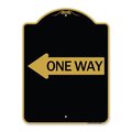 Amistad 18 x 24 in. Designer Series Sign - One Way with Left Arrow, Black & Gold AM2070191